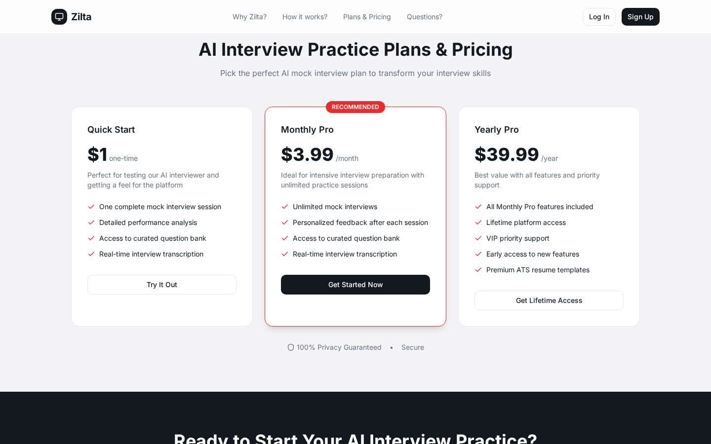 Zilta Pricing