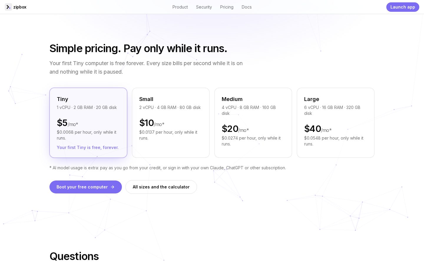 Zipbox Pricing