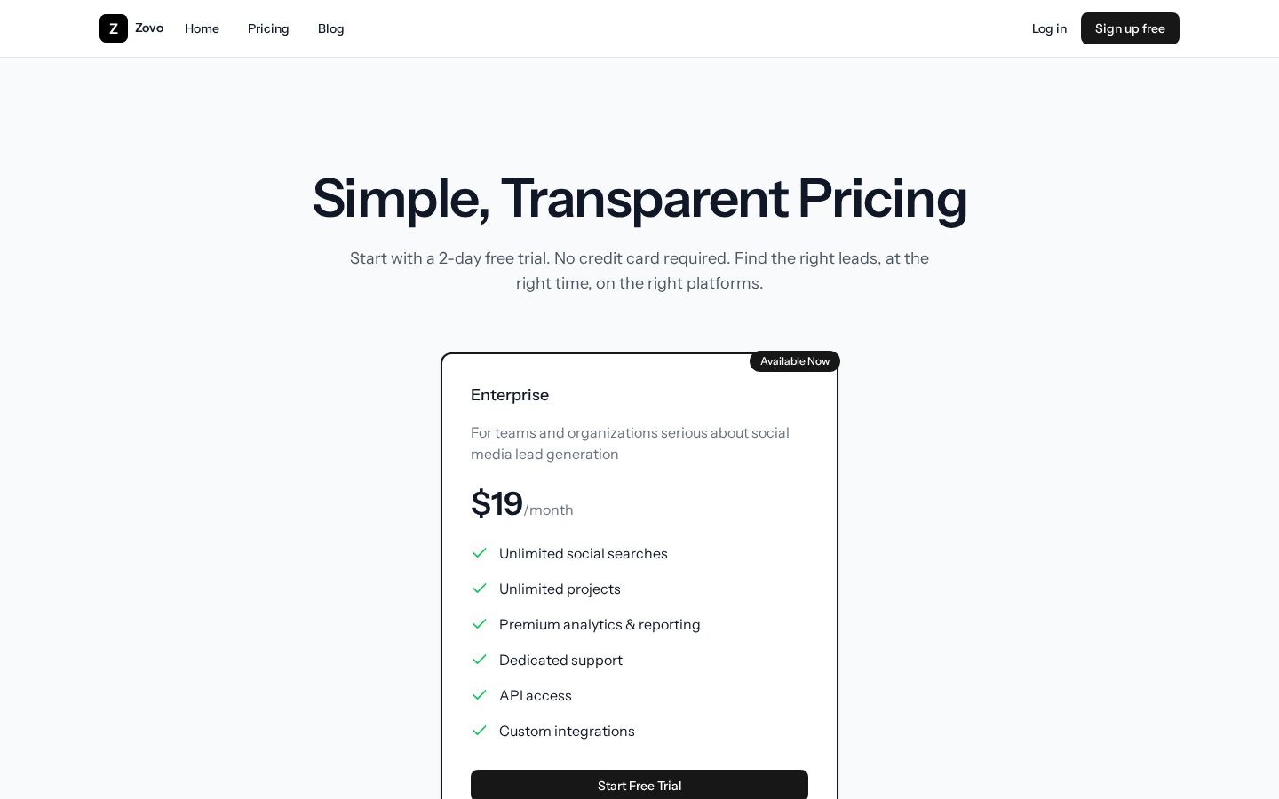 Zovo AI Pricing