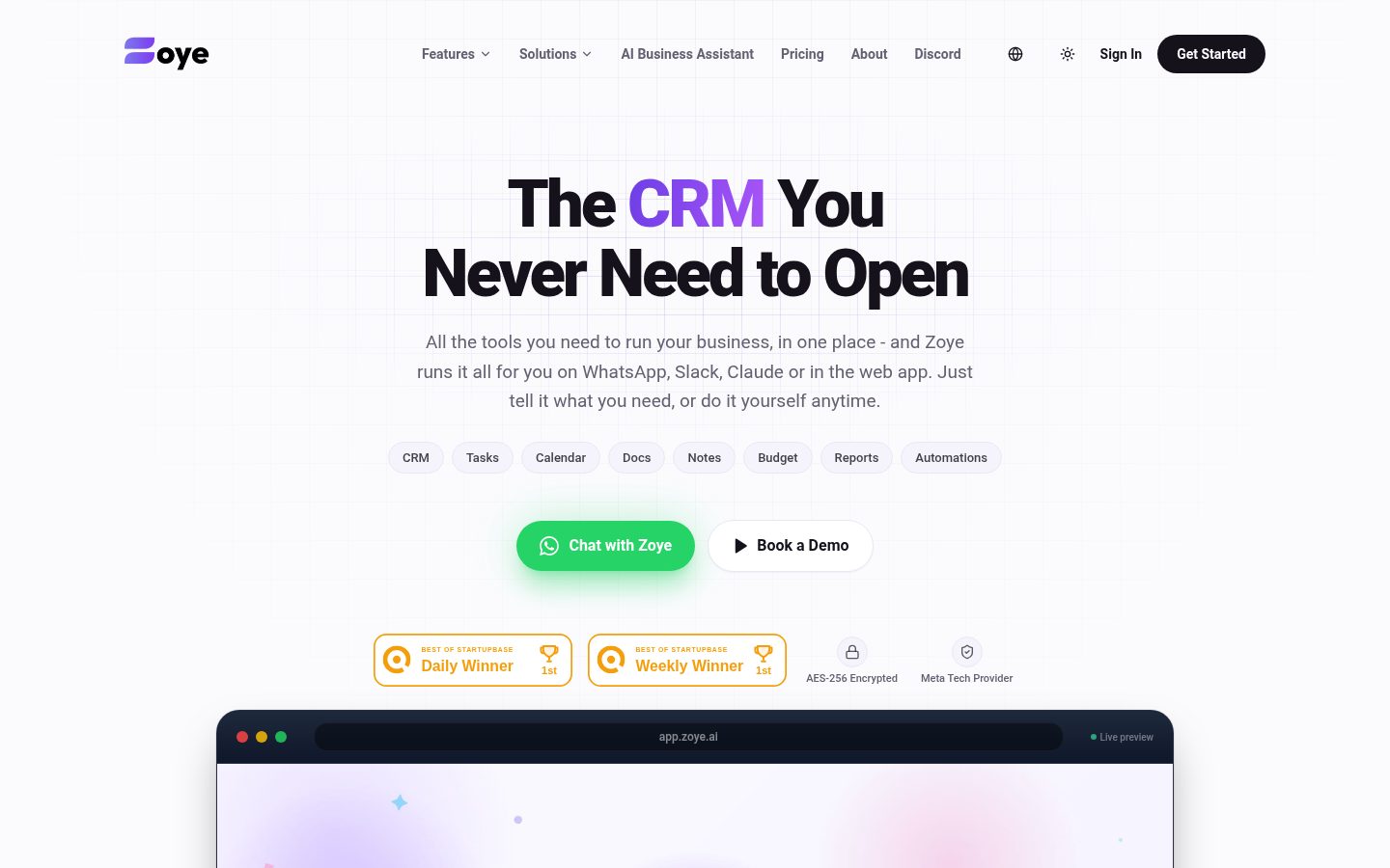 Zoye Homepage