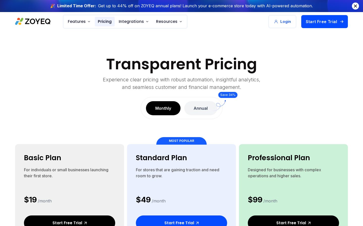 ZOYEQ Pricing