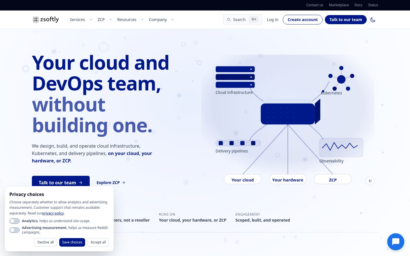 ZSoftly Cloud Platform Homepage