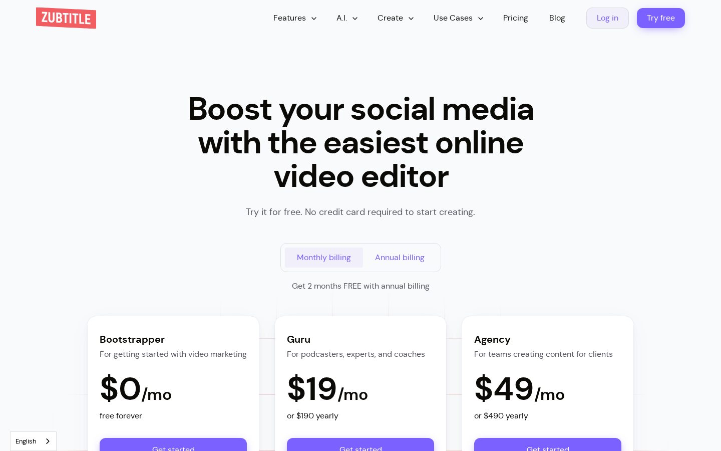 Zubtitle Pricing