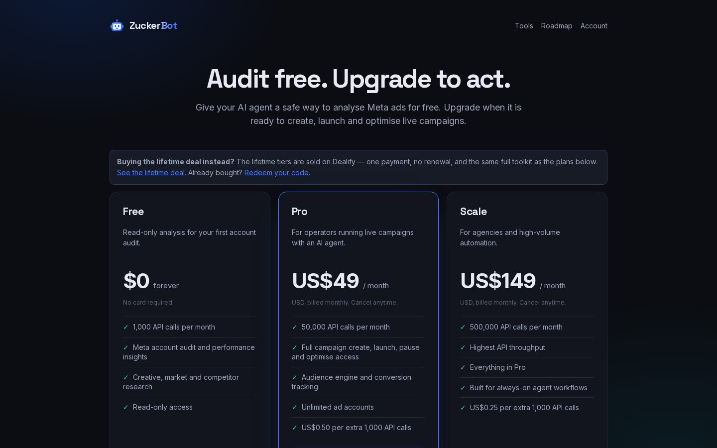 ZuckerBot Pricing