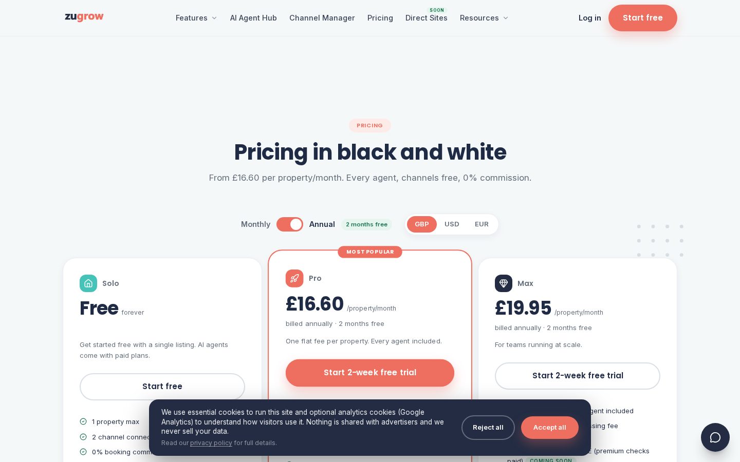 Zugrow Pricing
