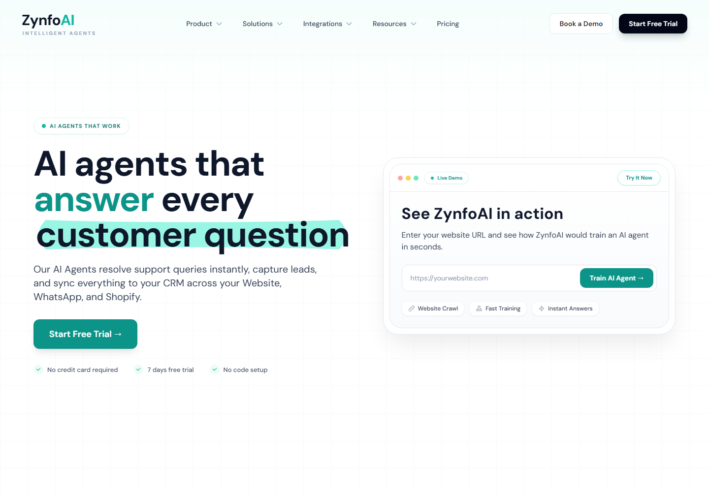 Zynfo AI homepage